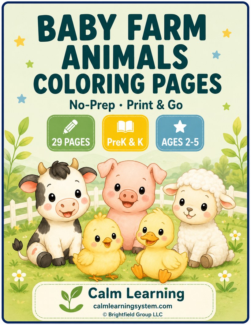 Baby Farm Animals Coloring Pages cover