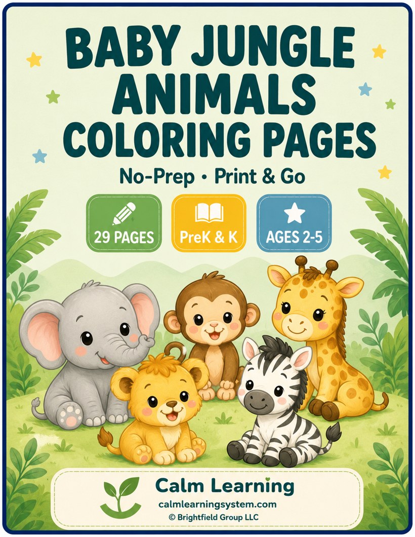 Baby Jungle Animals Coloring Pages cover