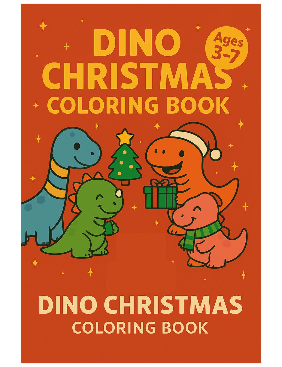 Dino Christmas Coloring Book cover
