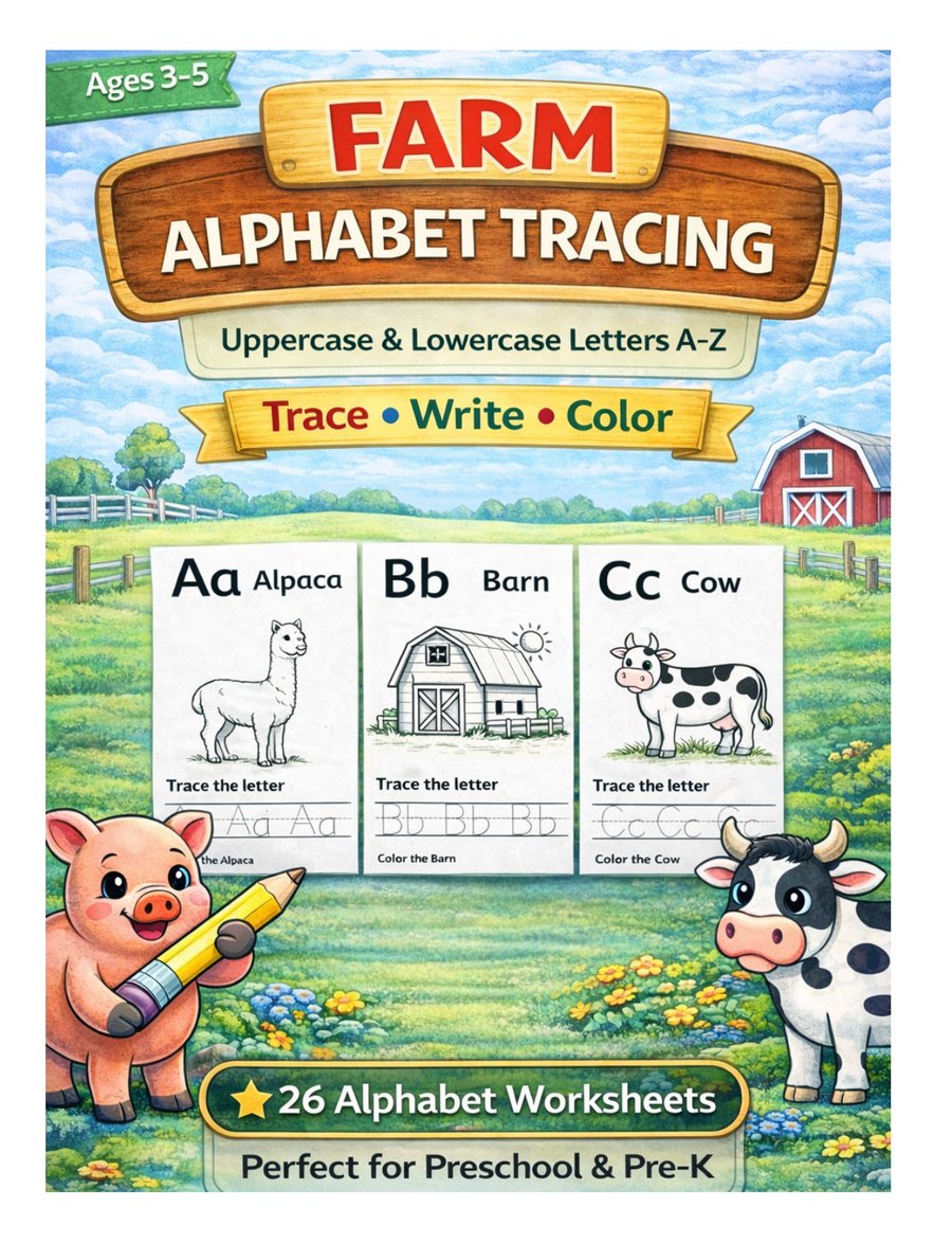 Farm Mixed Case Letter Tracing Aa-Zz cover