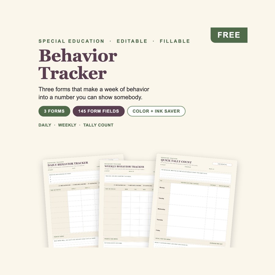 FREE Behavior Tracker cover