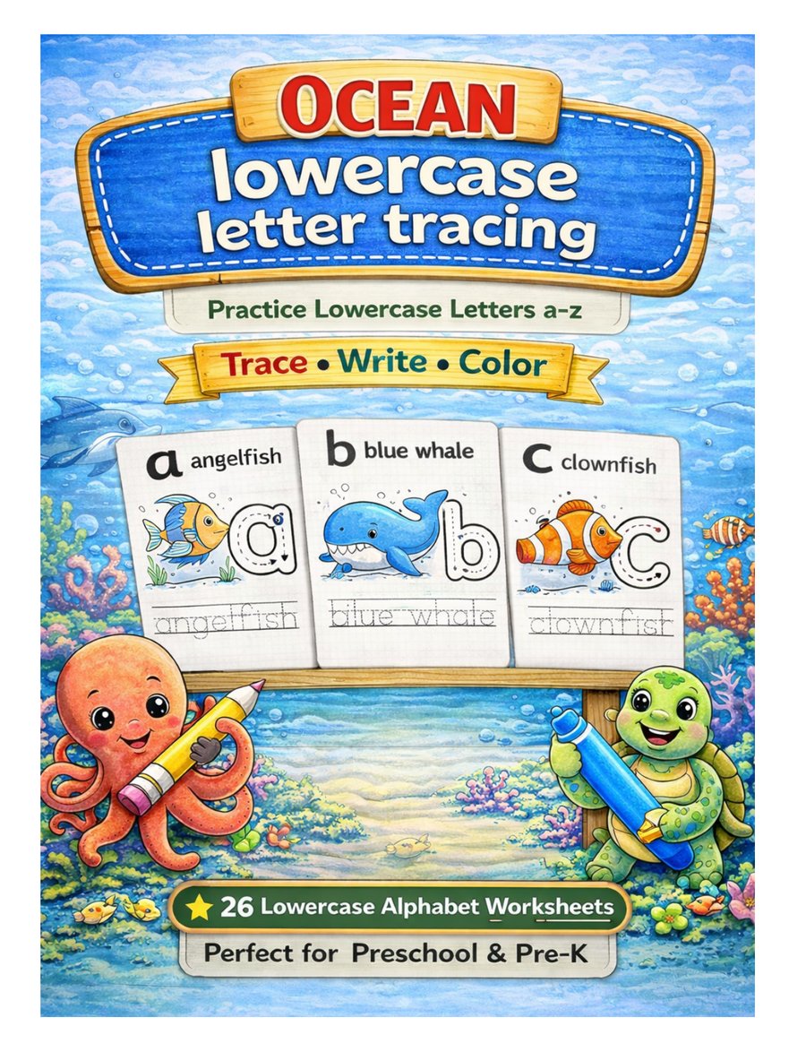 Ocean Lowercase Letter Tracing a-z cover
