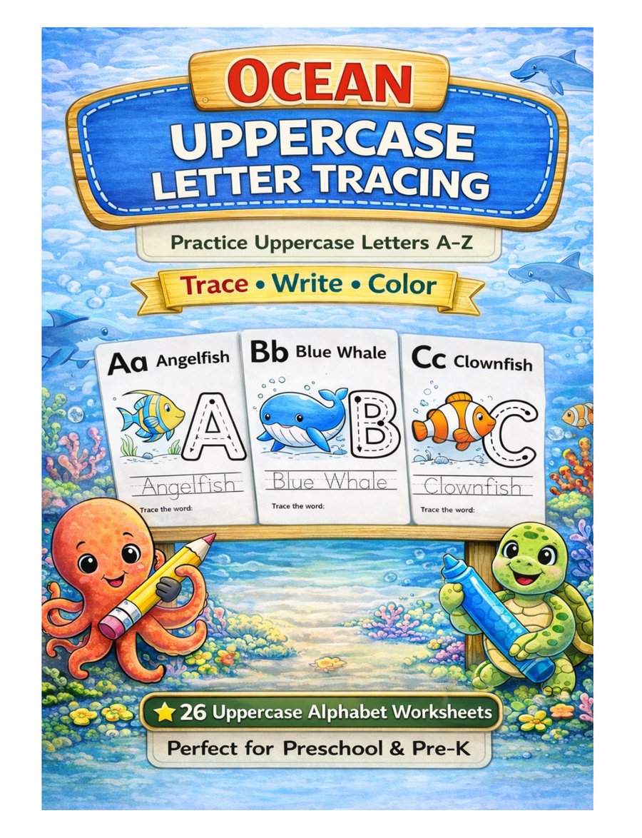Ocean Uppercase Letter Tracing A-Z cover