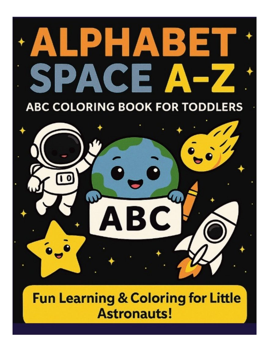 Space Alphabet A to Z Coloring Book cover