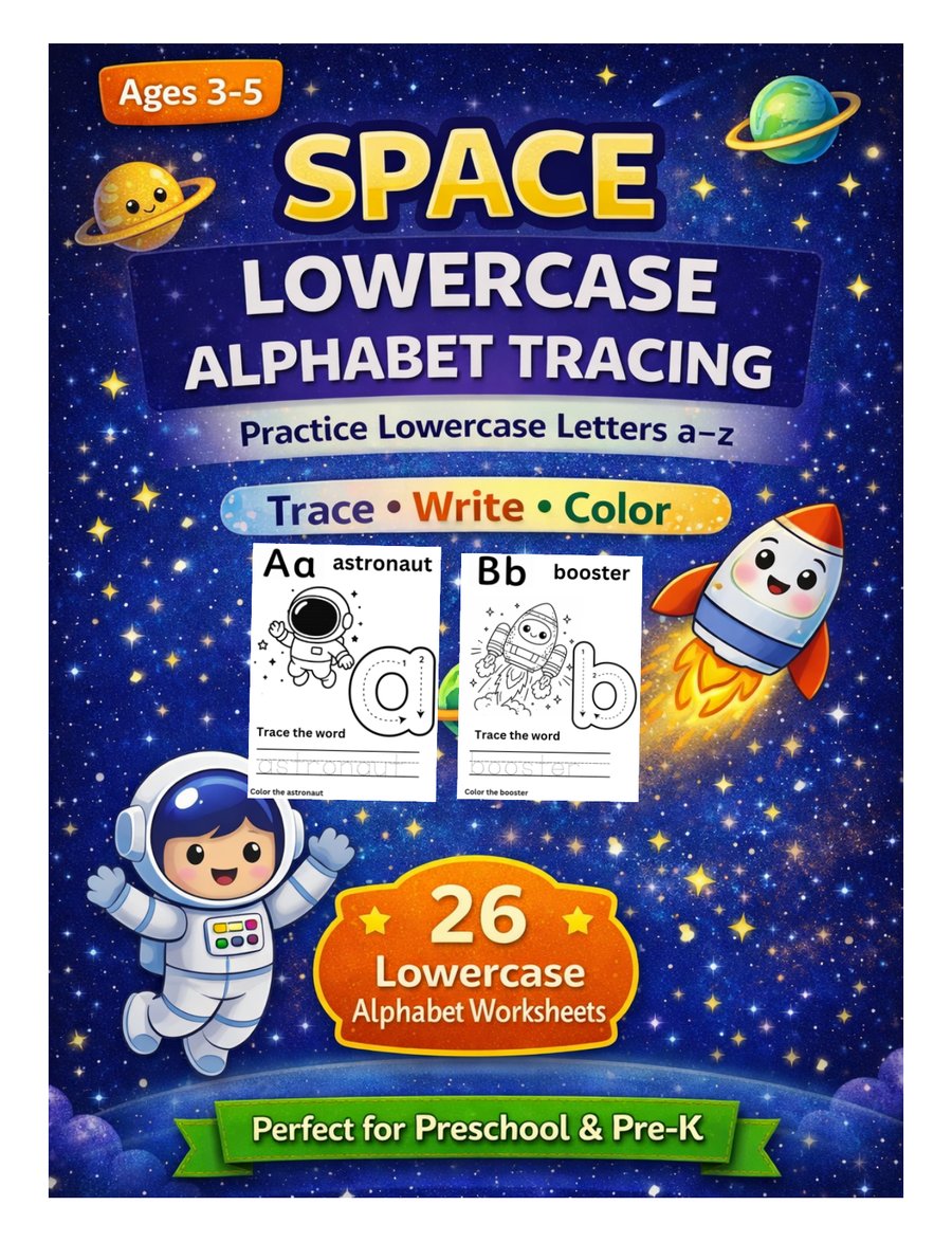Space Lowercase Letter Tracing a-z cover