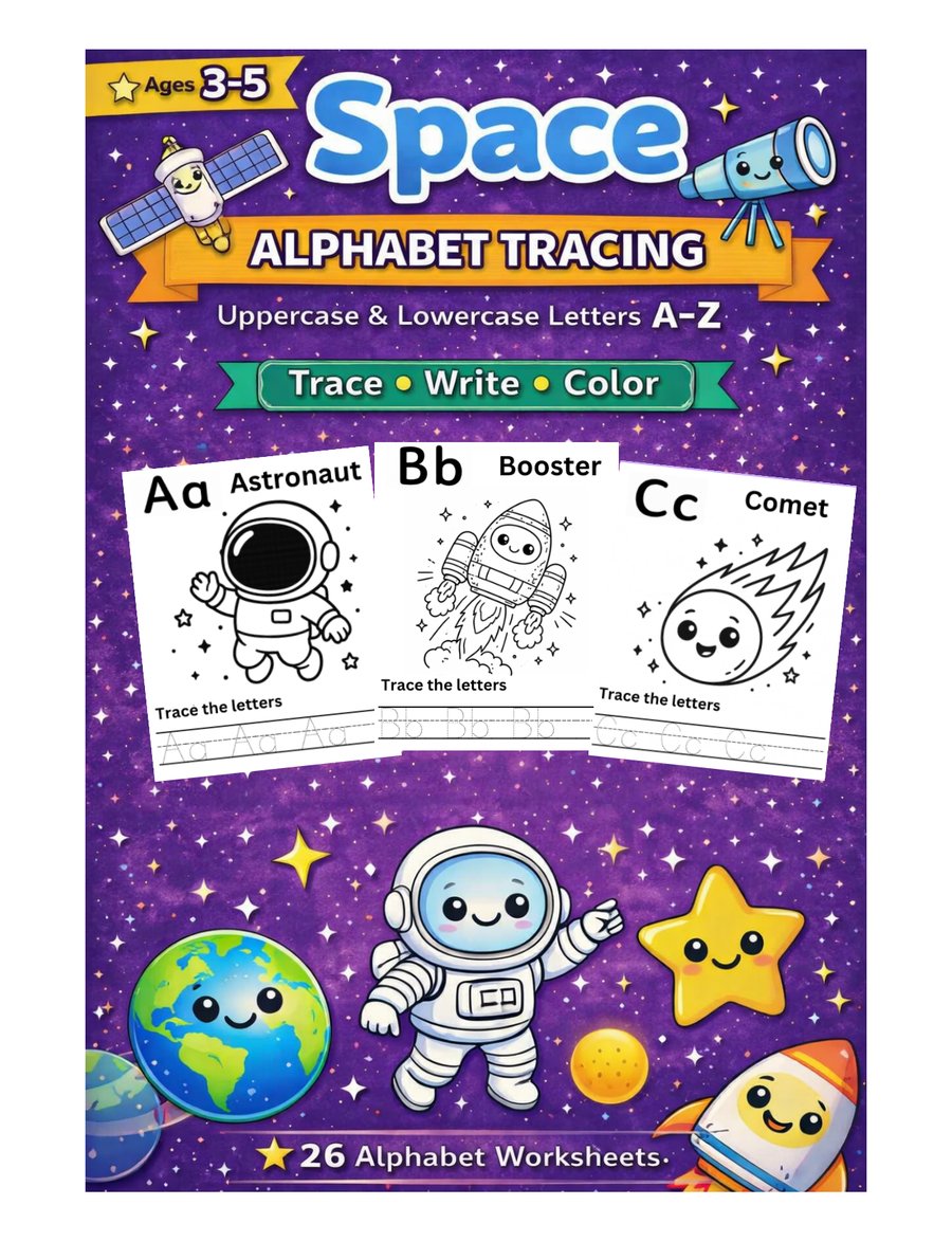 Space Mixed Case Letter Tracing Aa-Zz cover