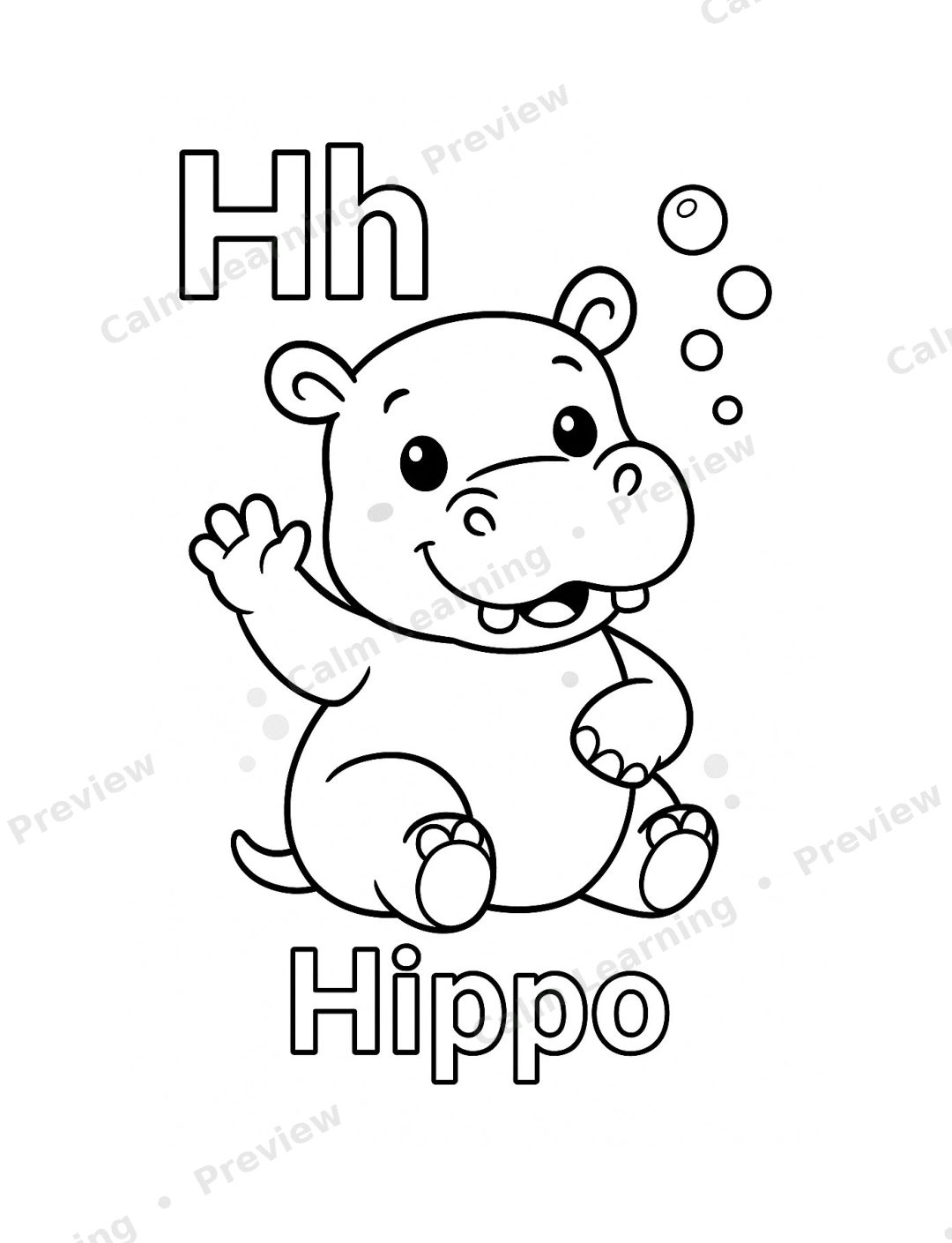 Animal Alphabet A to Z Coloring Book preview page 1