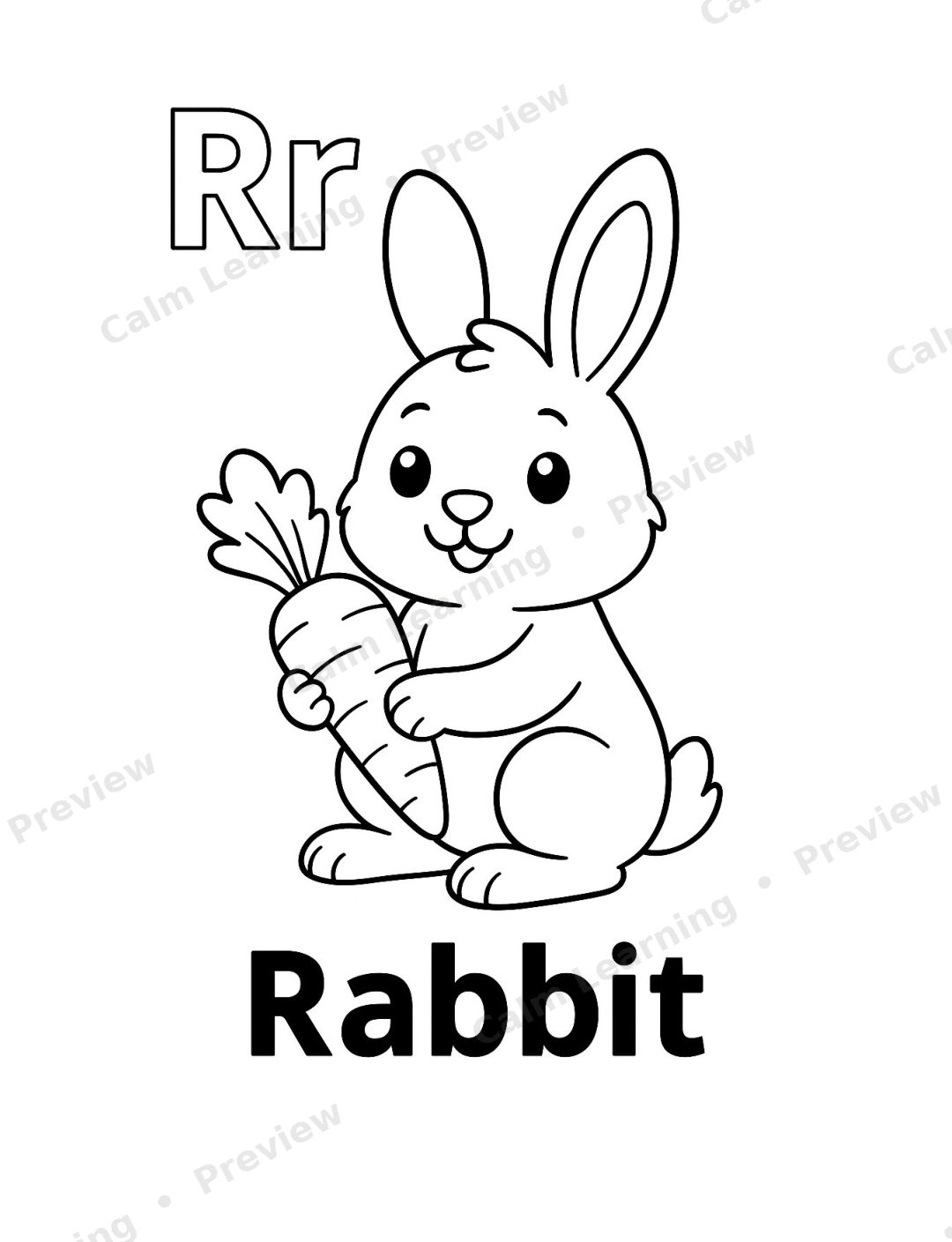 Animal Alphabet A to Z Coloring Book preview page 2