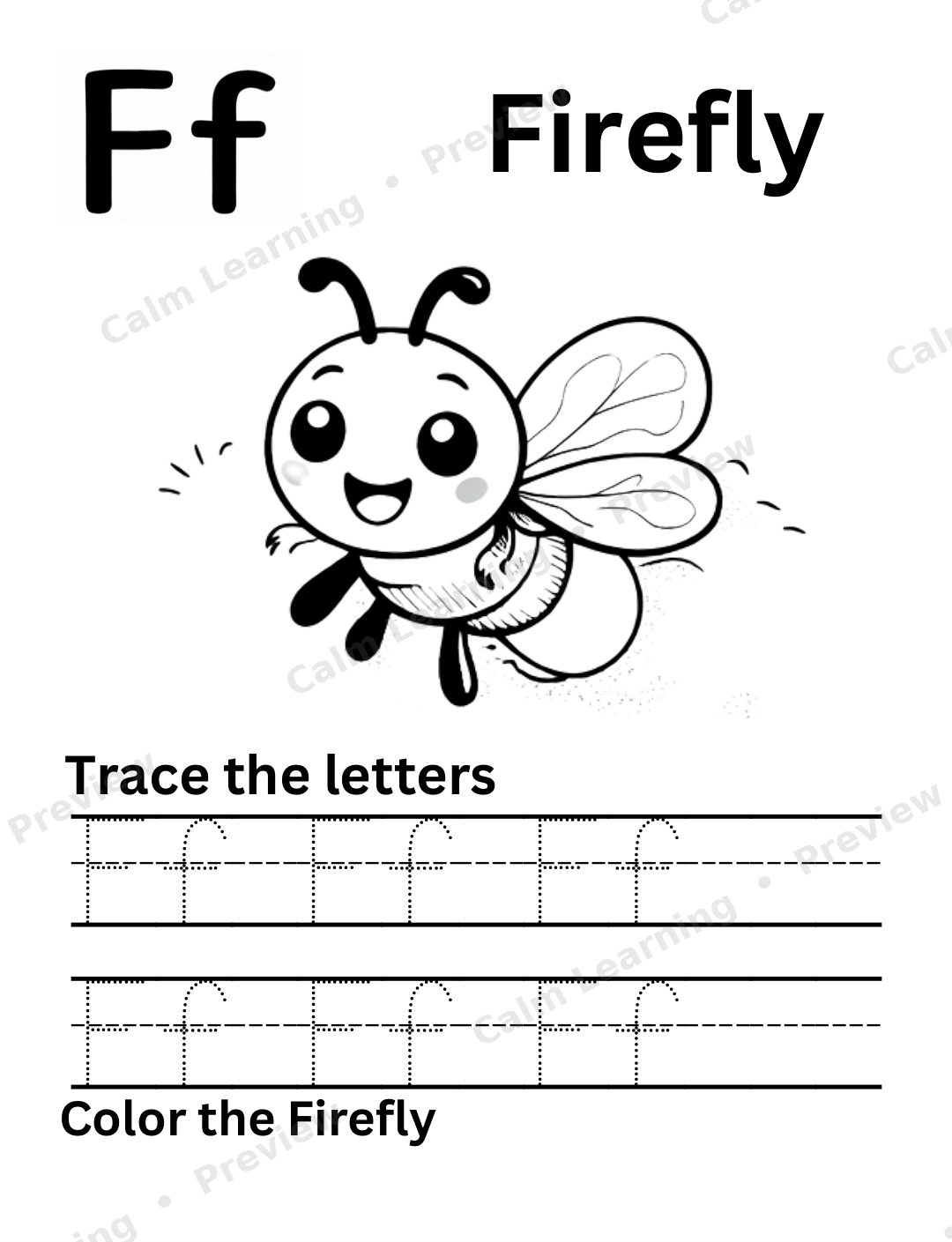 Bug Mixed Case Letter Tracing Aa-Zz preview page 1