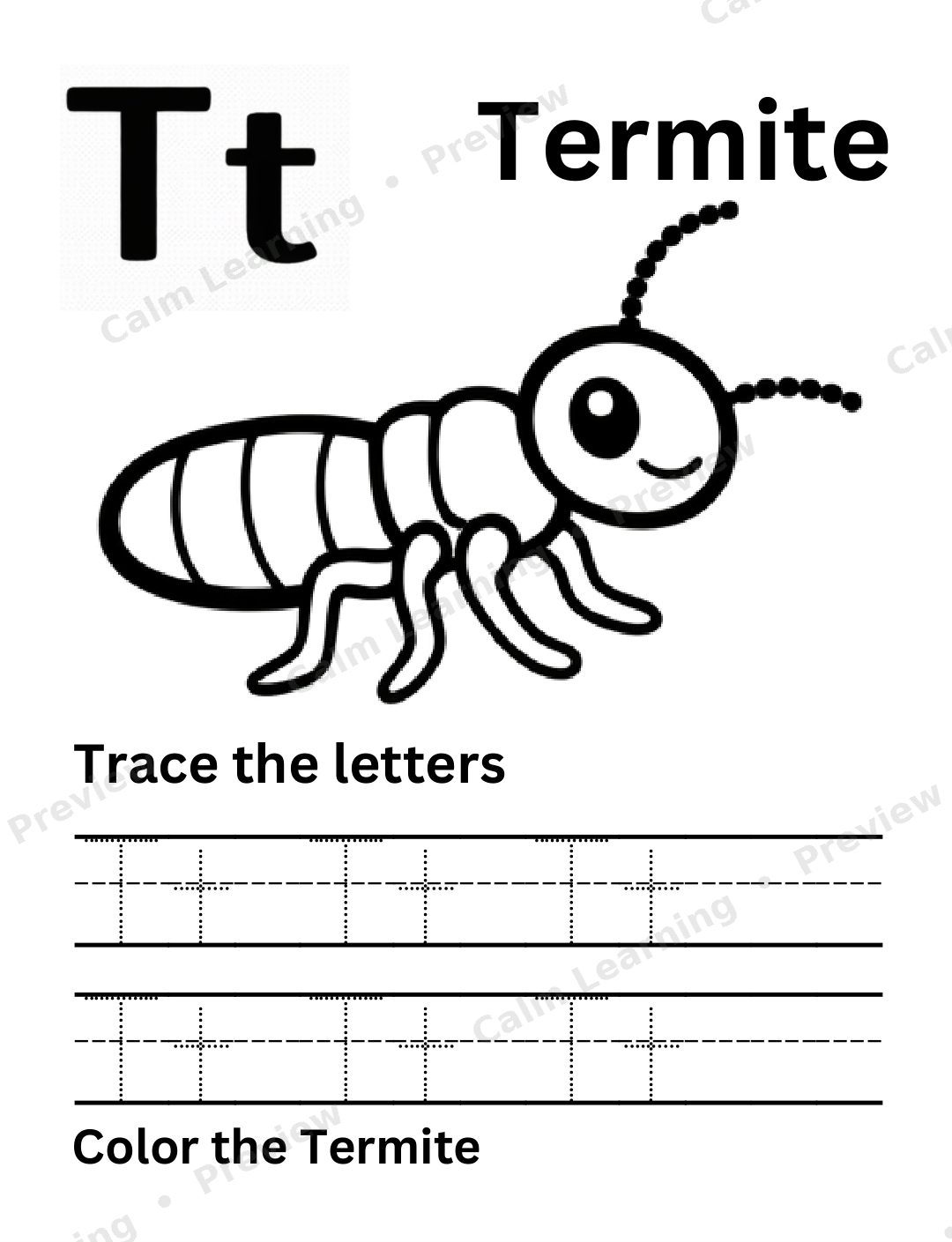 Bug Mixed Case Letter Tracing Aa-Zz preview page 3