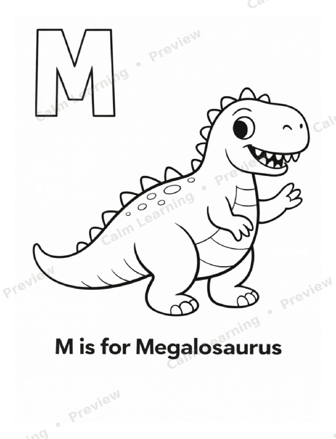 Dinosaur Alphabet Coloring A to Z preview page 2