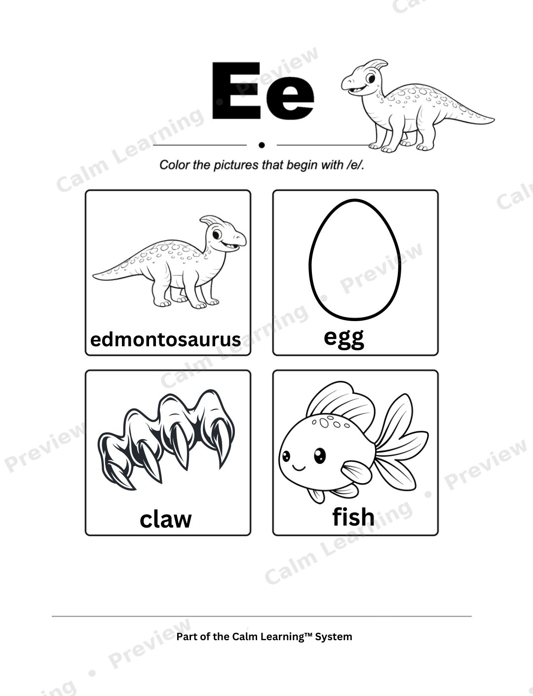 Dino Beginning Sounds A to Z preview page 1