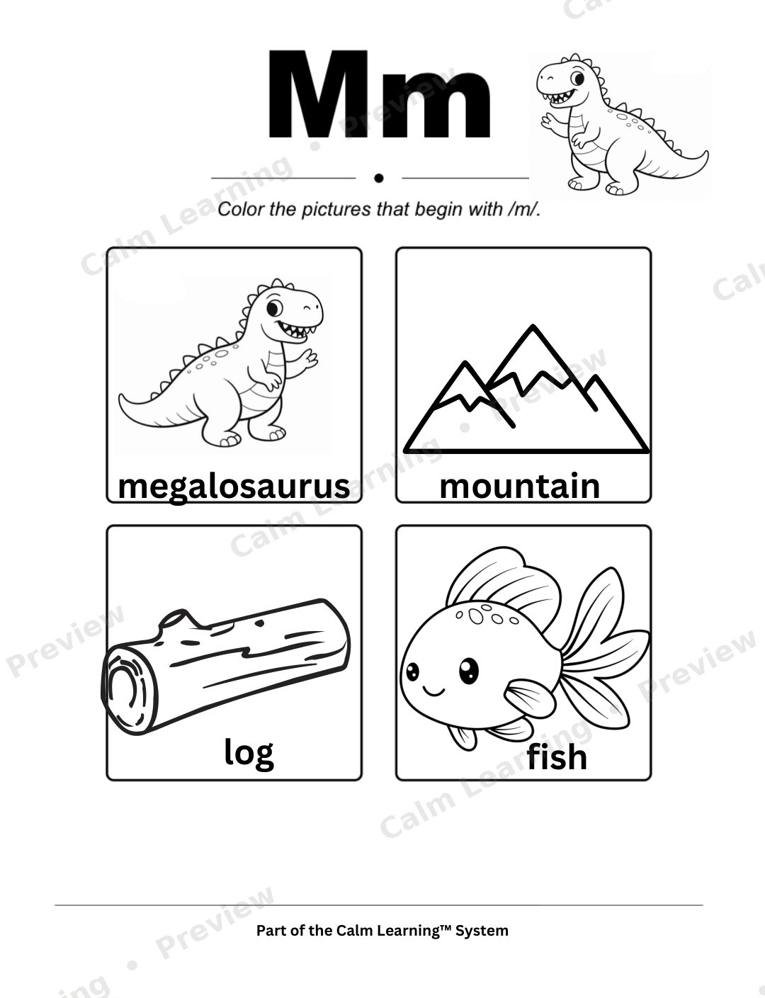 Dino Beginning Sounds A to Z preview page 2