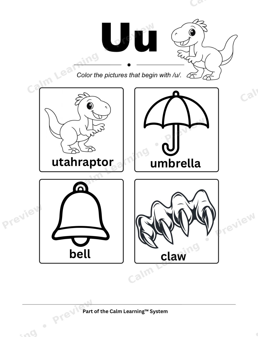 Dino Beginning Sounds A to Z preview page 3