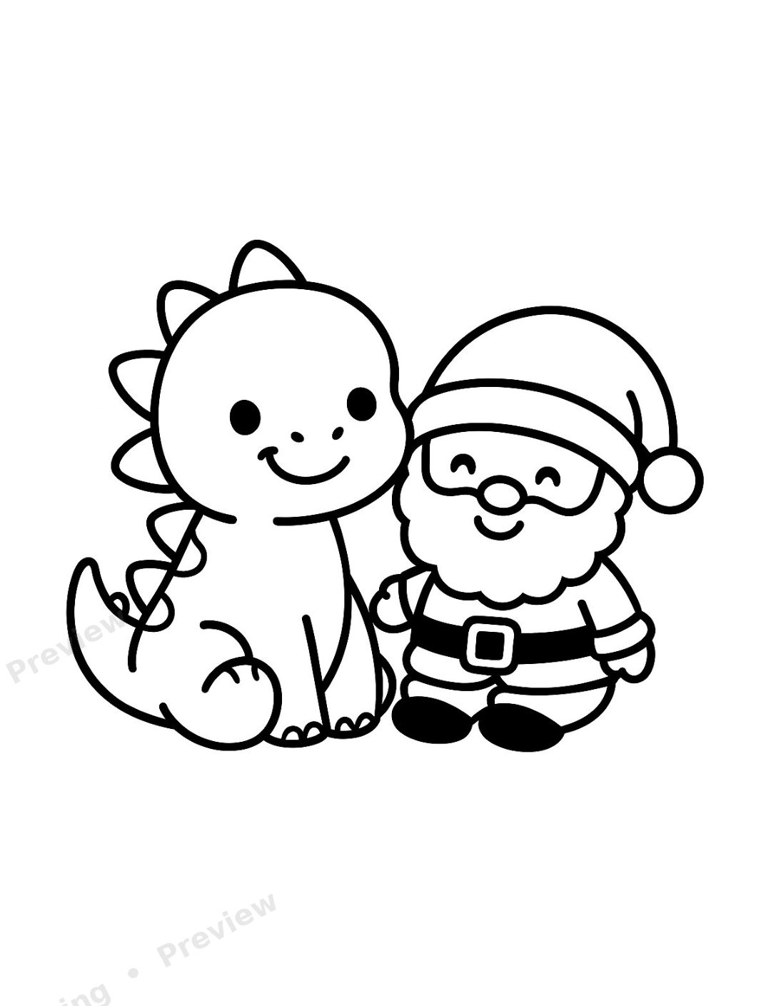 Dino Christmas Coloring Book preview page 2