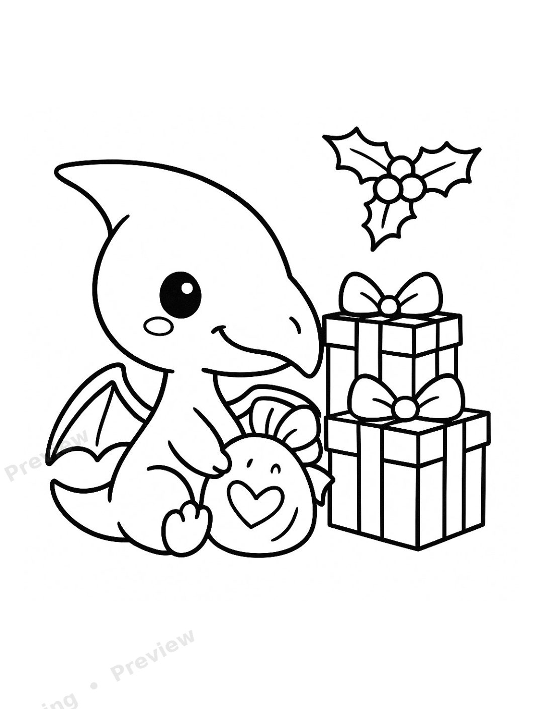 Dino Christmas Coloring Book preview page 3