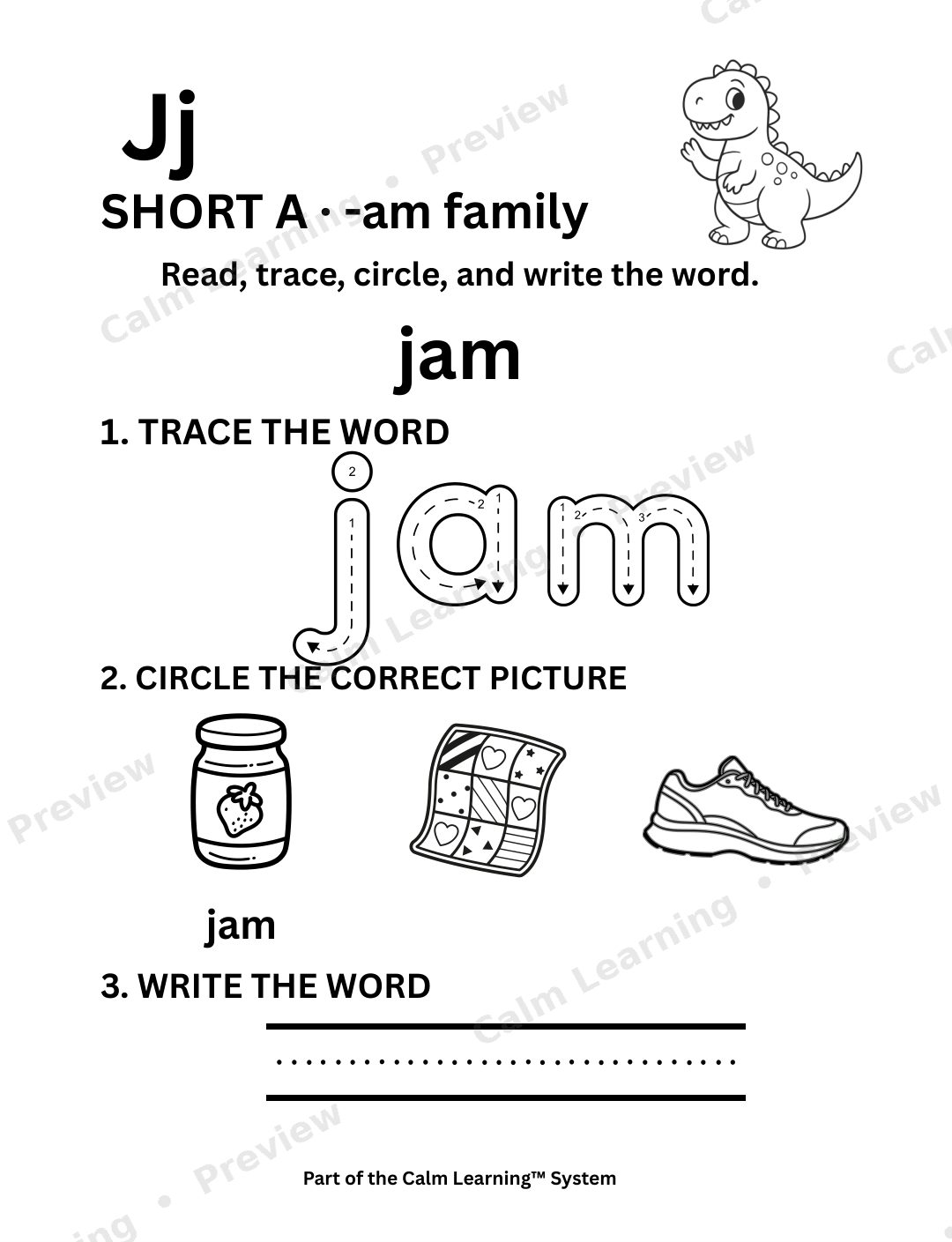 Dino CVC Short A Words preview page 3