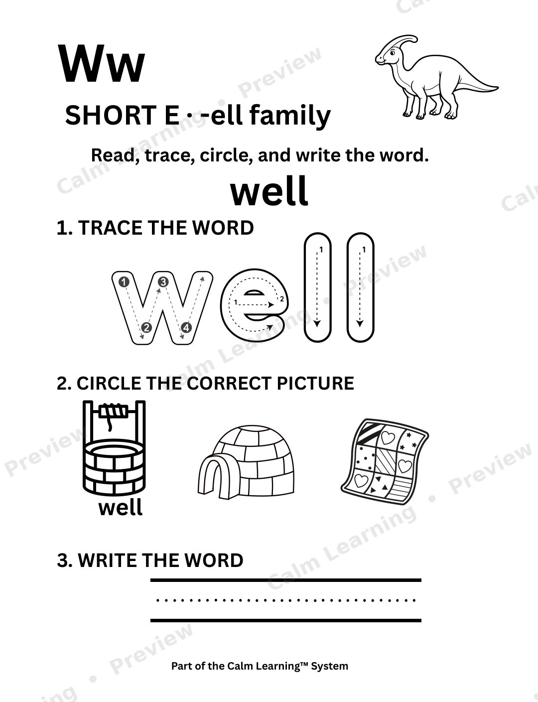 Dino CVC Short E Words preview page 3