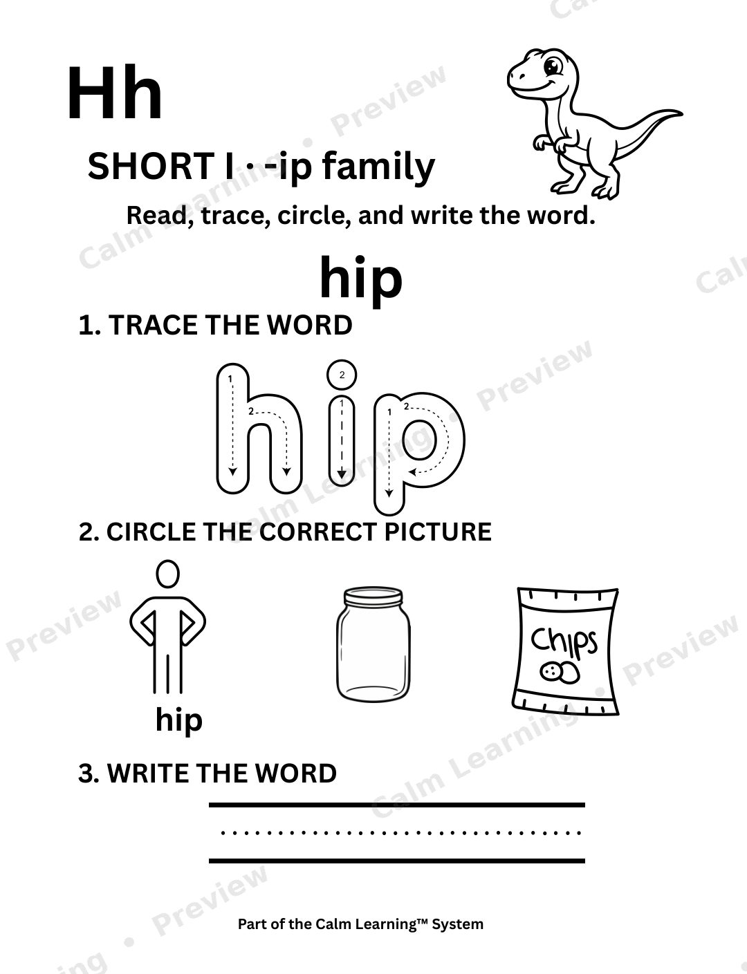 Dino CVC Short I Words preview page 2