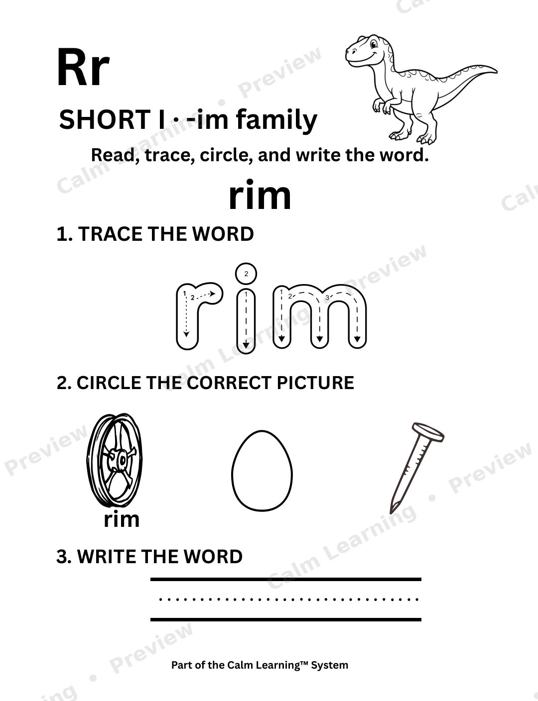 Dino CVC Short I Words preview page 3