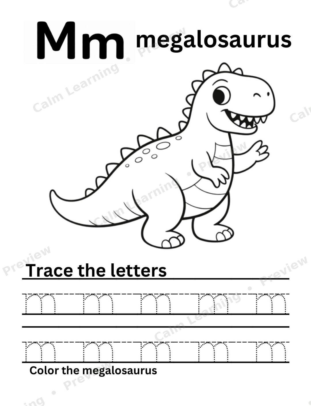 Dino Lowercase Letter Tracing a-z preview page 2