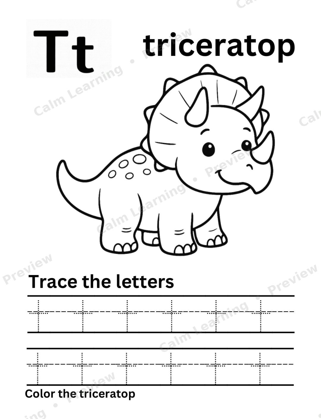 Dino Lowercase Letter Tracing a-z preview page 3