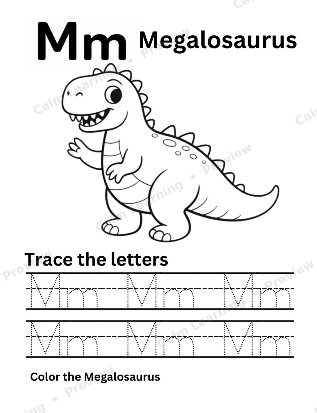 Dino Mixed Case Letter Tracing Aa-Zz preview page 2