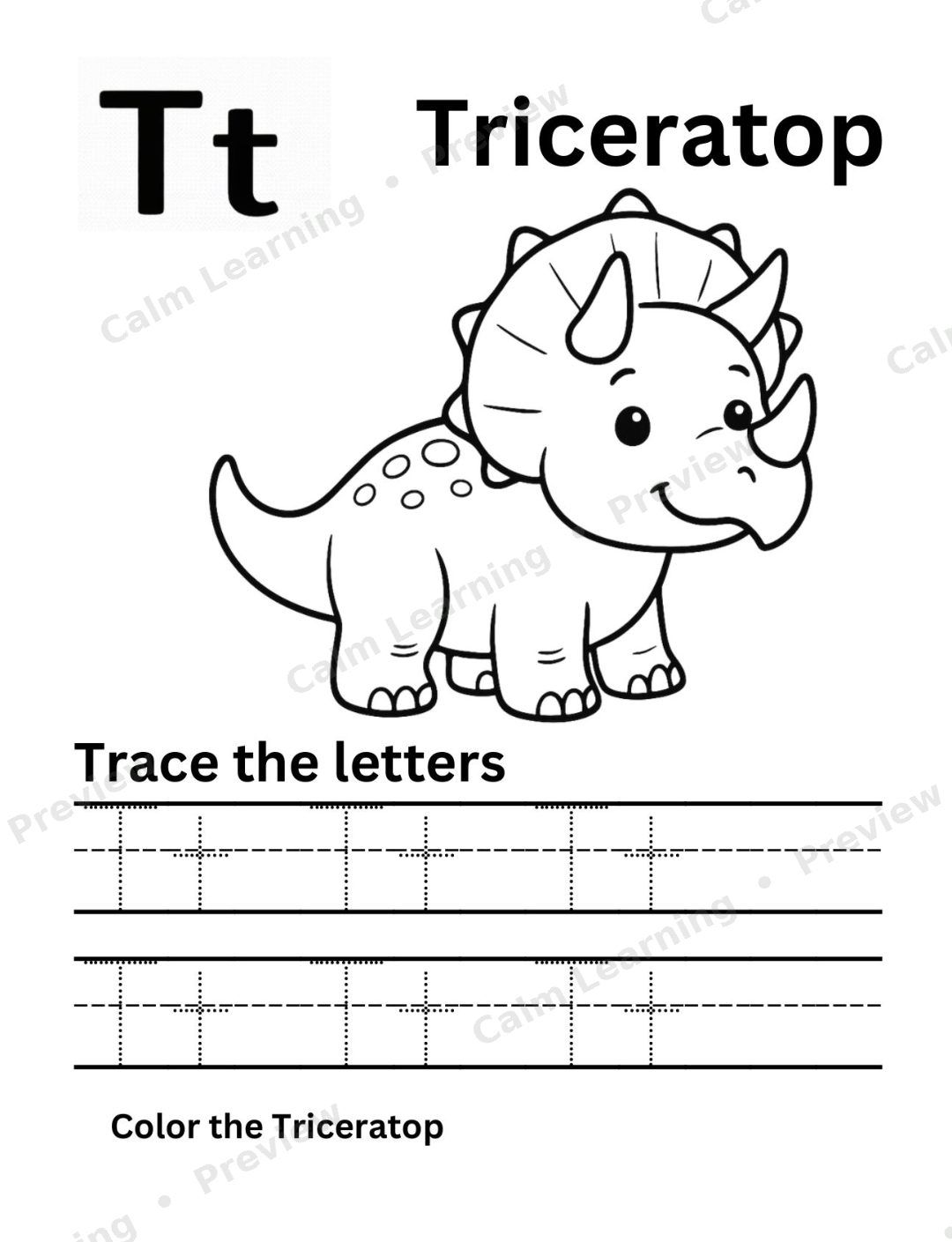 Dino Mixed Case Letter Tracing Aa-Zz preview page 3