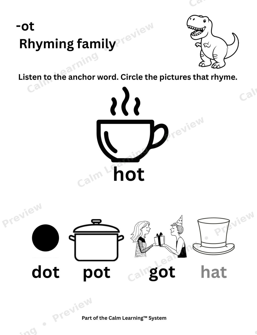 Dino Rhyming Words Workbook preview page 3