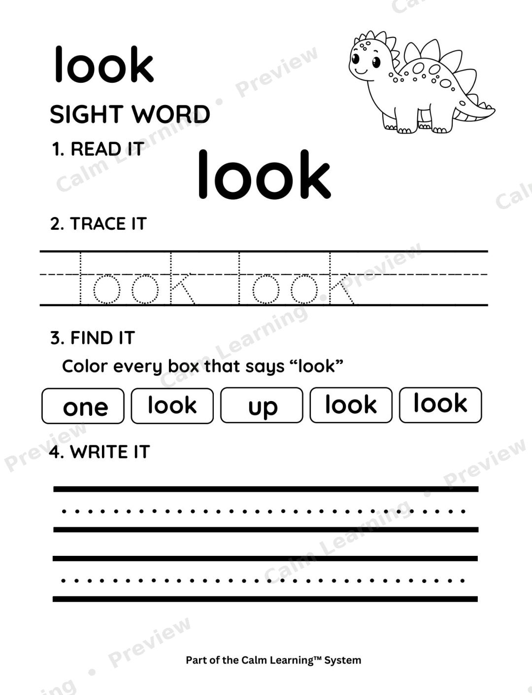 Dino Sight Words Pre-Primer preview page 2