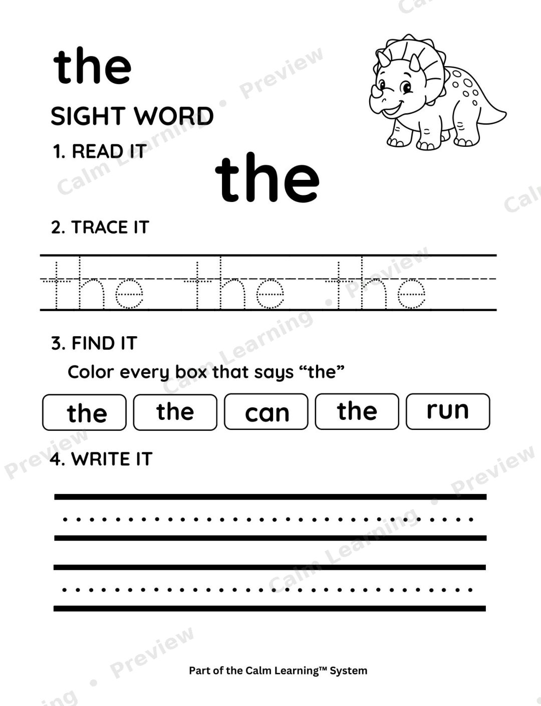 Dino Sight Words Pre-Primer preview page 3
