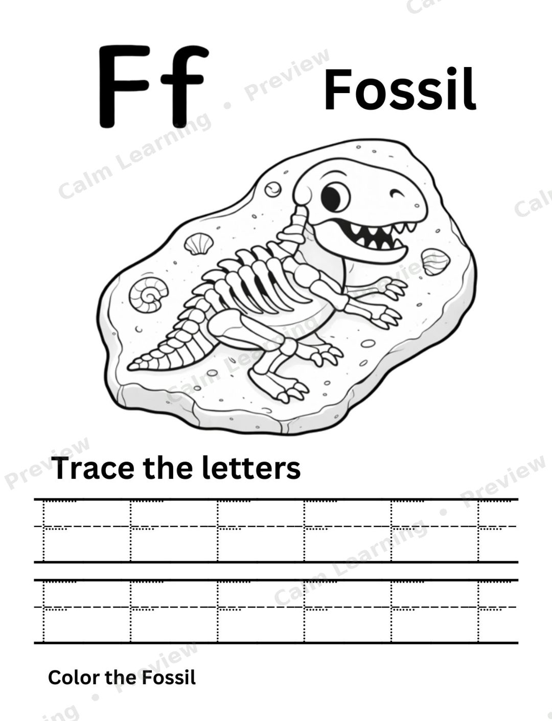 Dino Uppercase Letter Tracing A-Z preview page 1