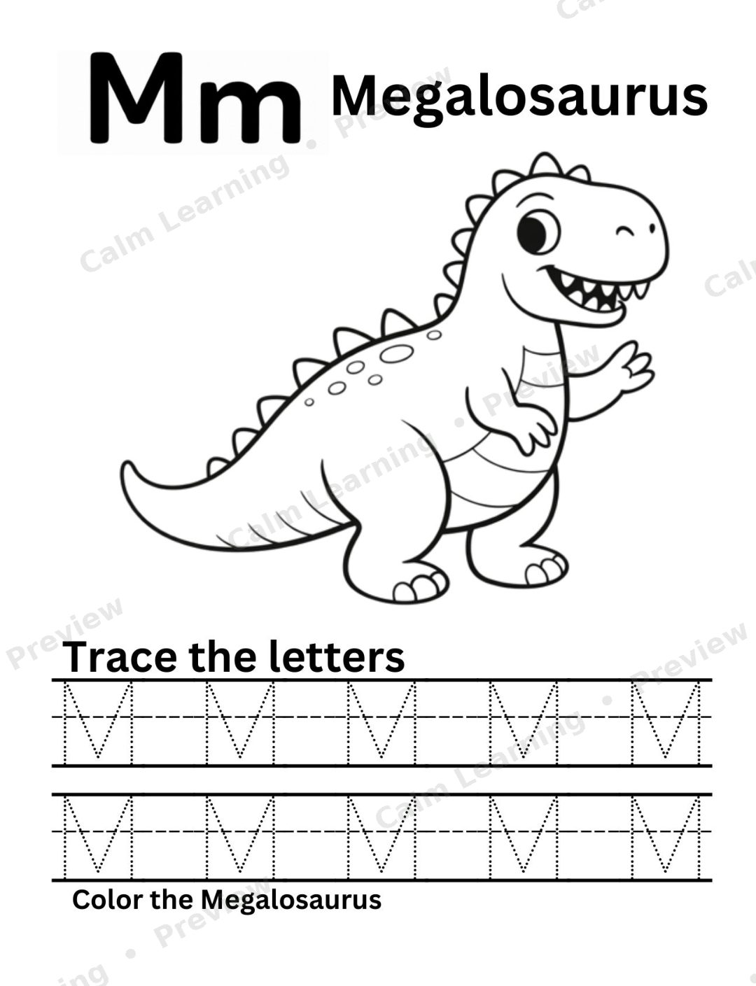 Dino Uppercase Letter Tracing A-Z preview page 2