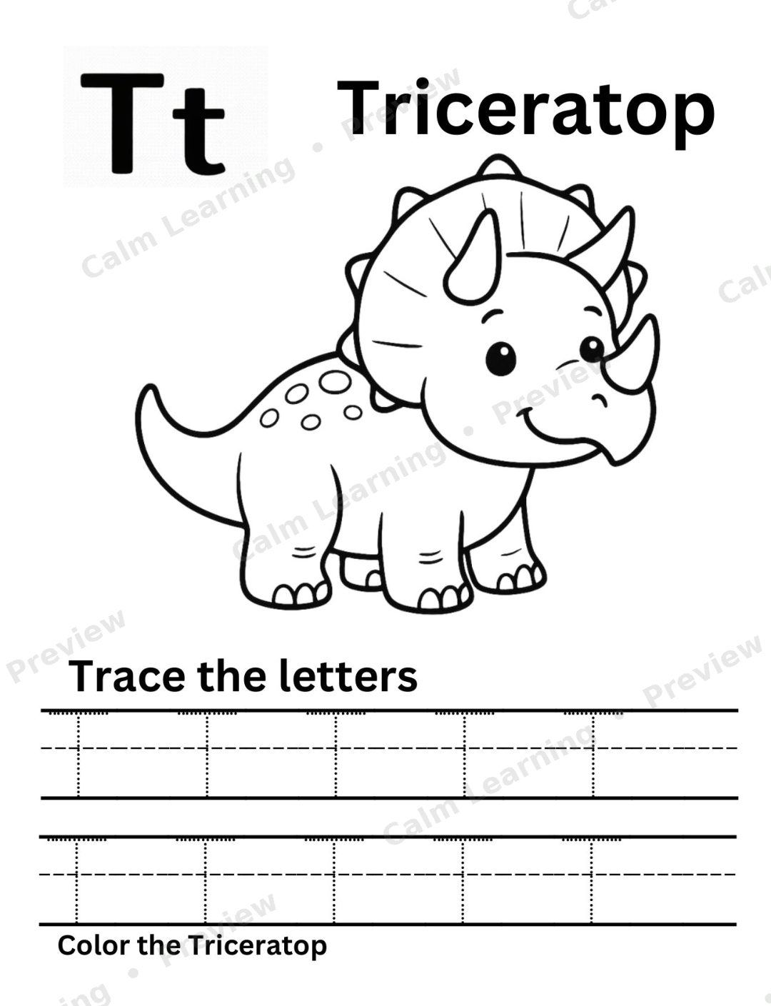 Dino Uppercase Letter Tracing A-Z preview page 3