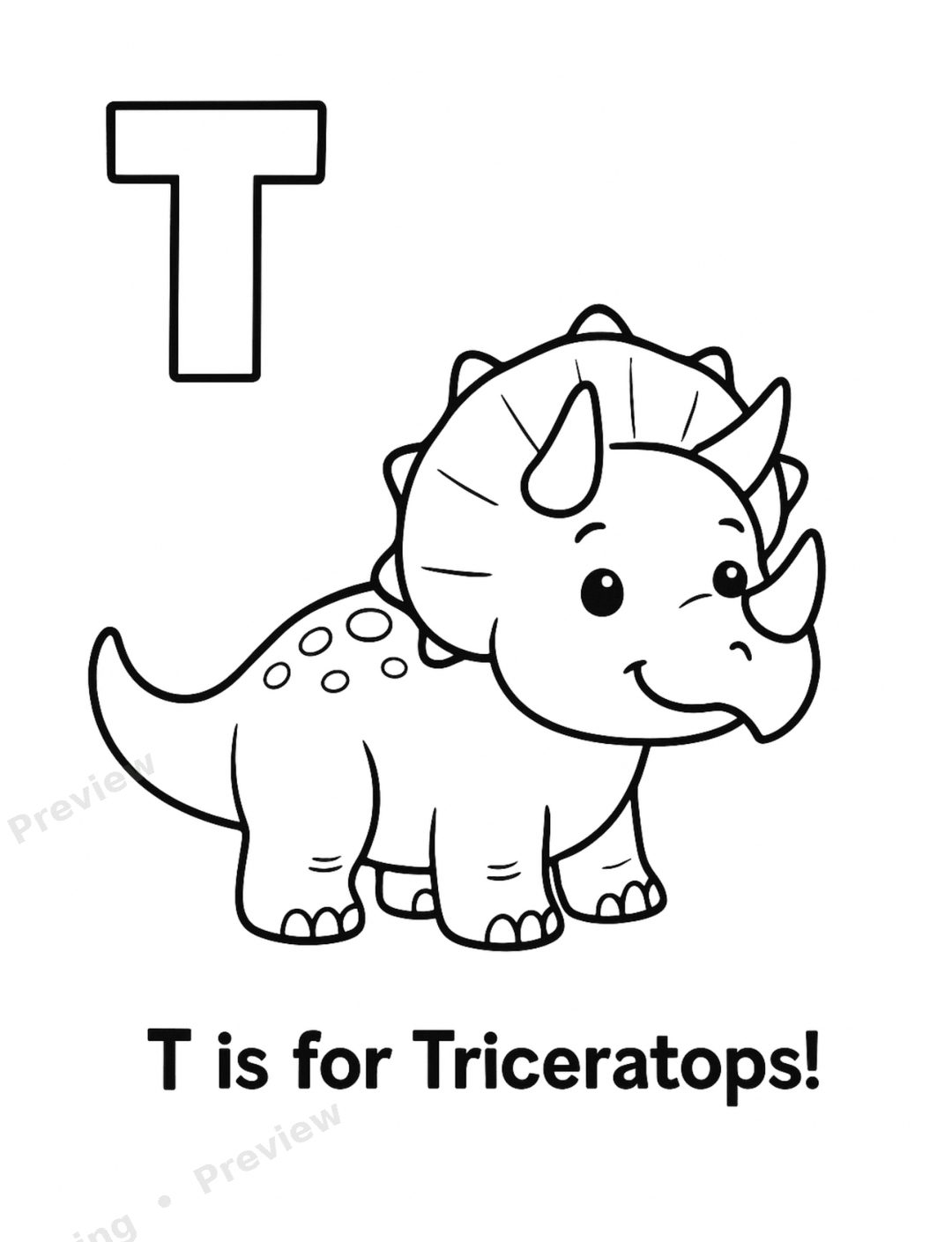 Dinosaur Alphabet Coloring Book preview page 3