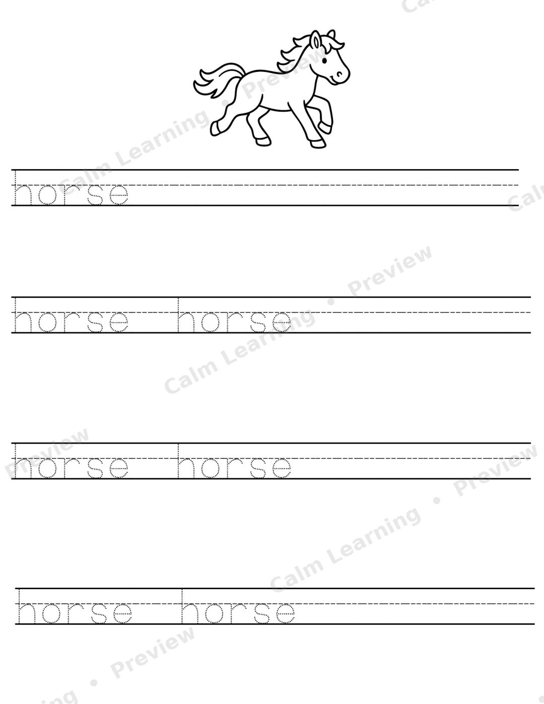 Farm Animals Word Tracing preview page 1