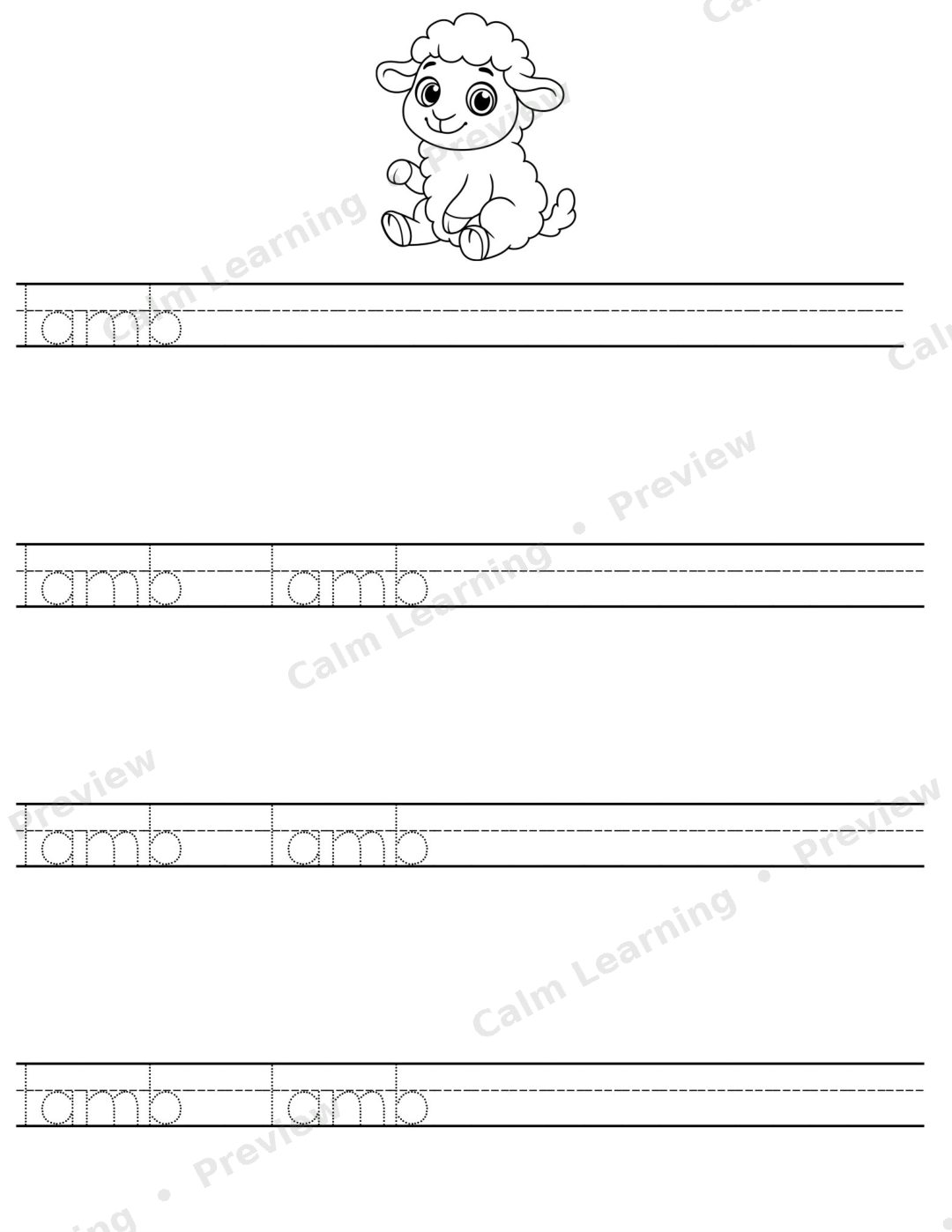 Farm Animals Word Tracing preview page 3