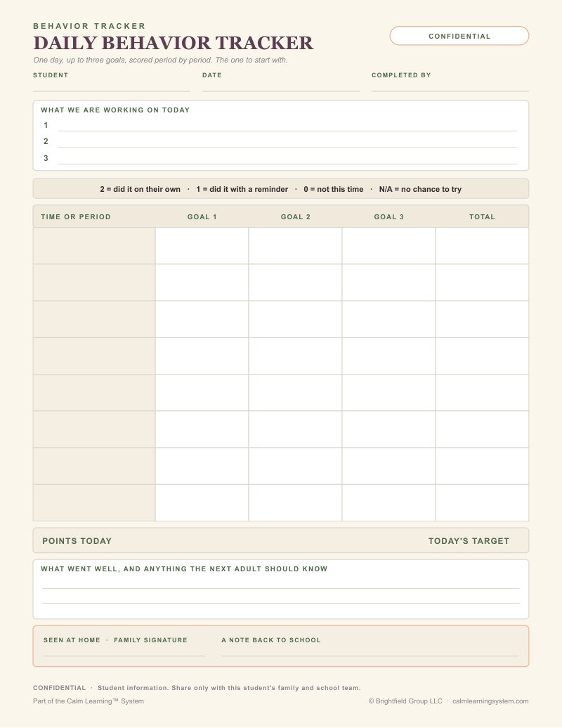 FREE Behavior Tracker preview page 1