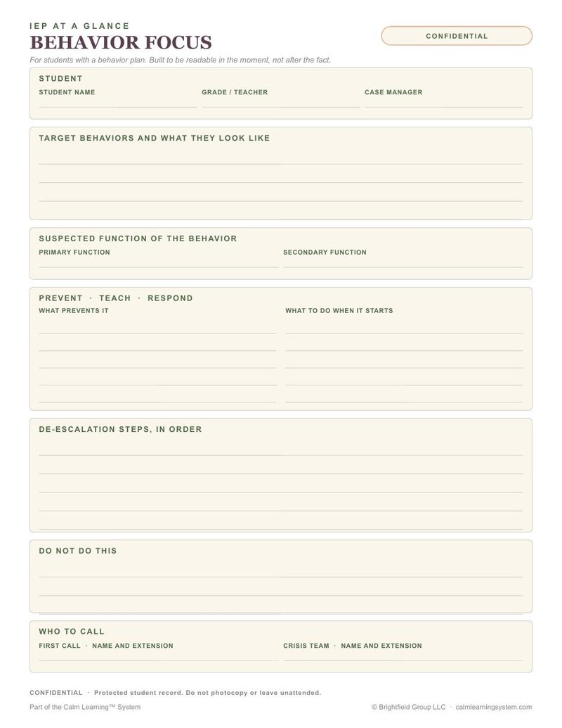 IEP at a Glance PRO preview page 1