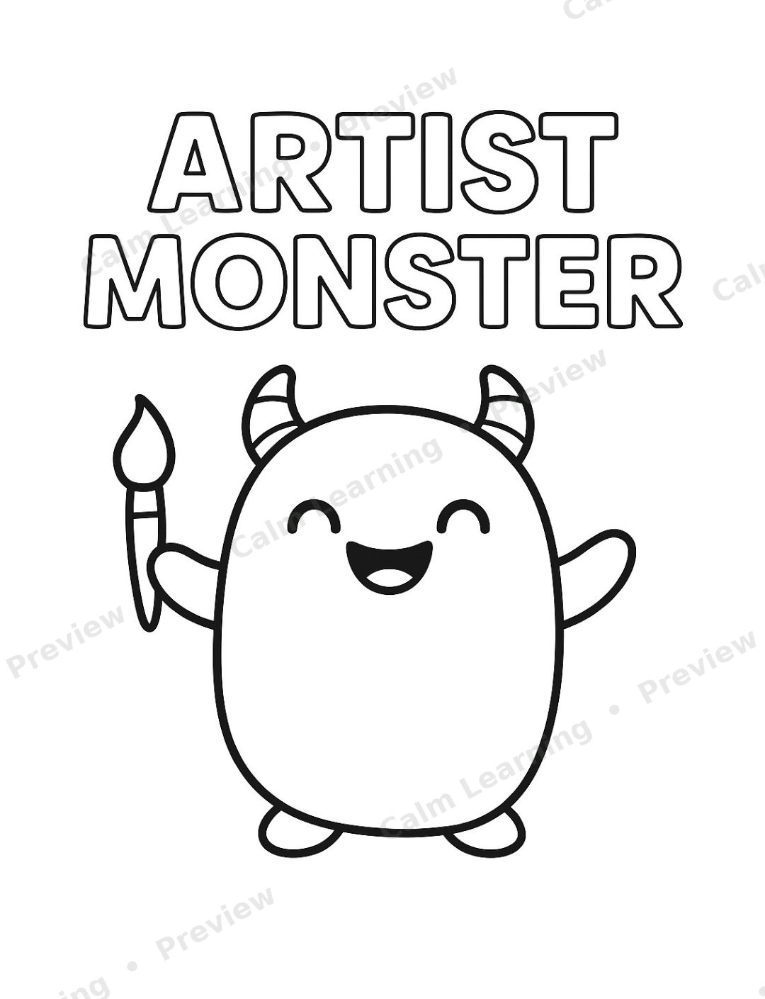 Monster Coloring Book preview page 3