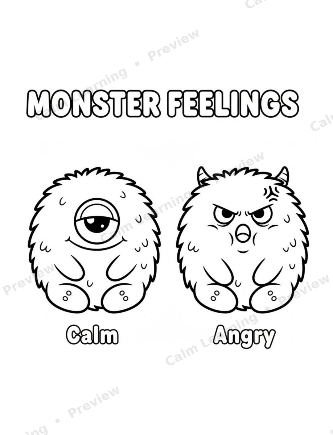 Monster Emotions Worksheets preview page 1