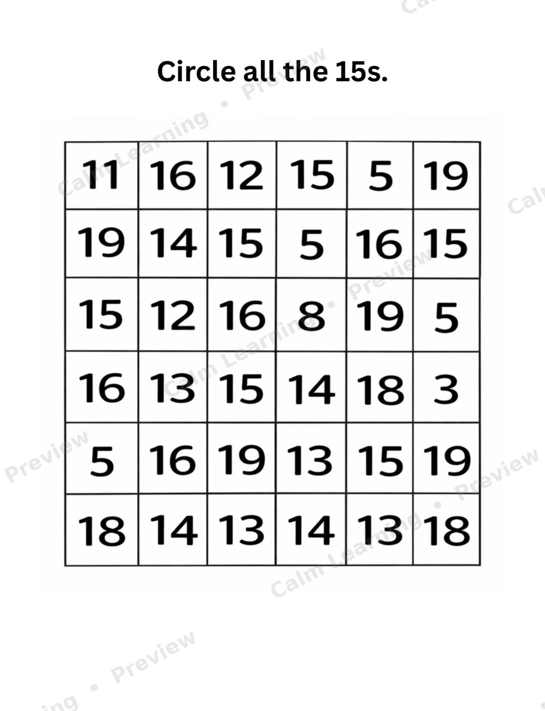 Number Recognition 11 to 20 preview page 1