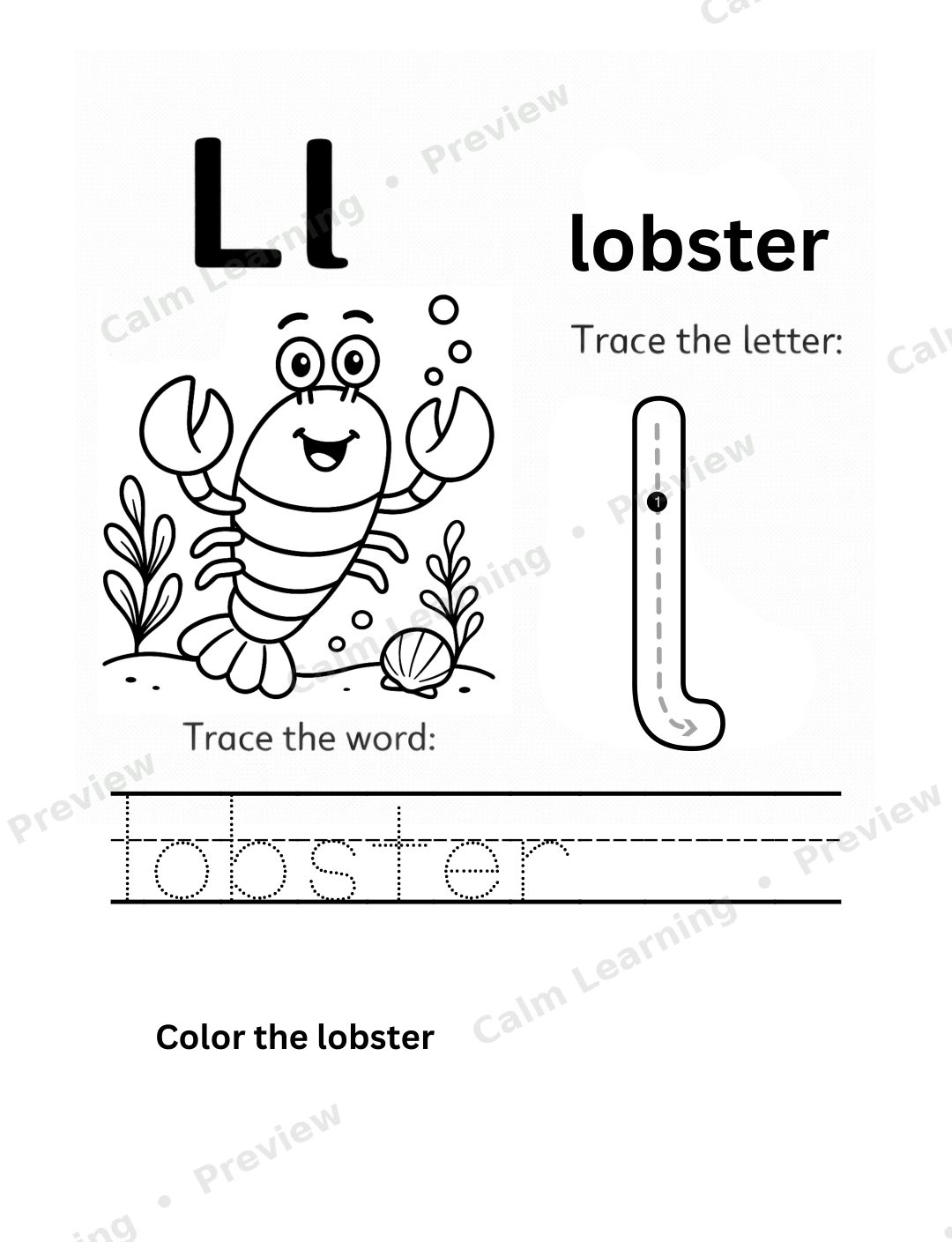 Ocean Lowercase Letter Tracing a-z preview page 2