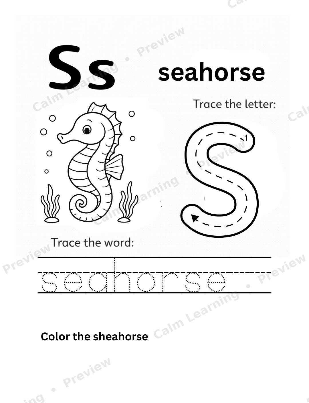 Ocean Lowercase Letter Tracing a-z preview page 3
