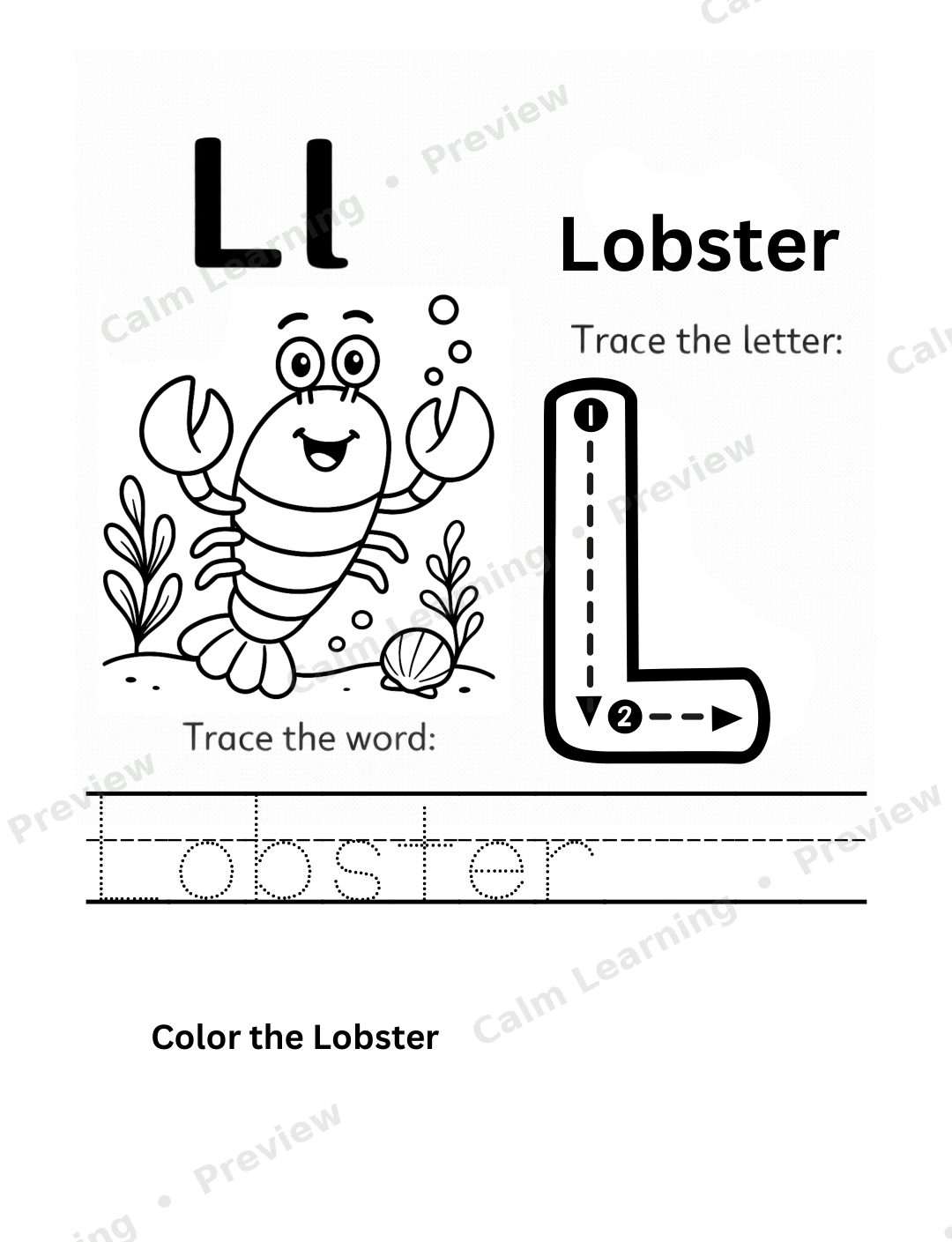 Ocean Uppercase Letter Tracing A-Z preview page 2