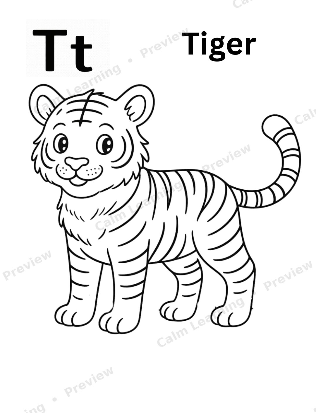 Safari Animals A-Z Coloring Book preview page 3