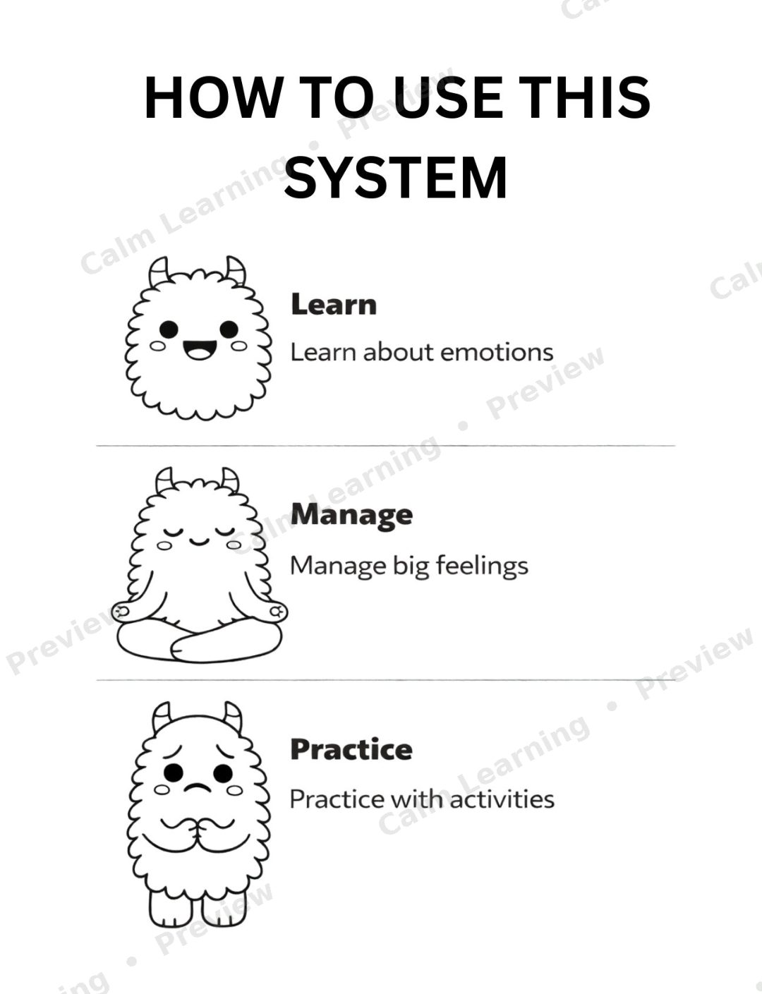SEL Check-In Worksheets: Monster Emotions System preview page 1