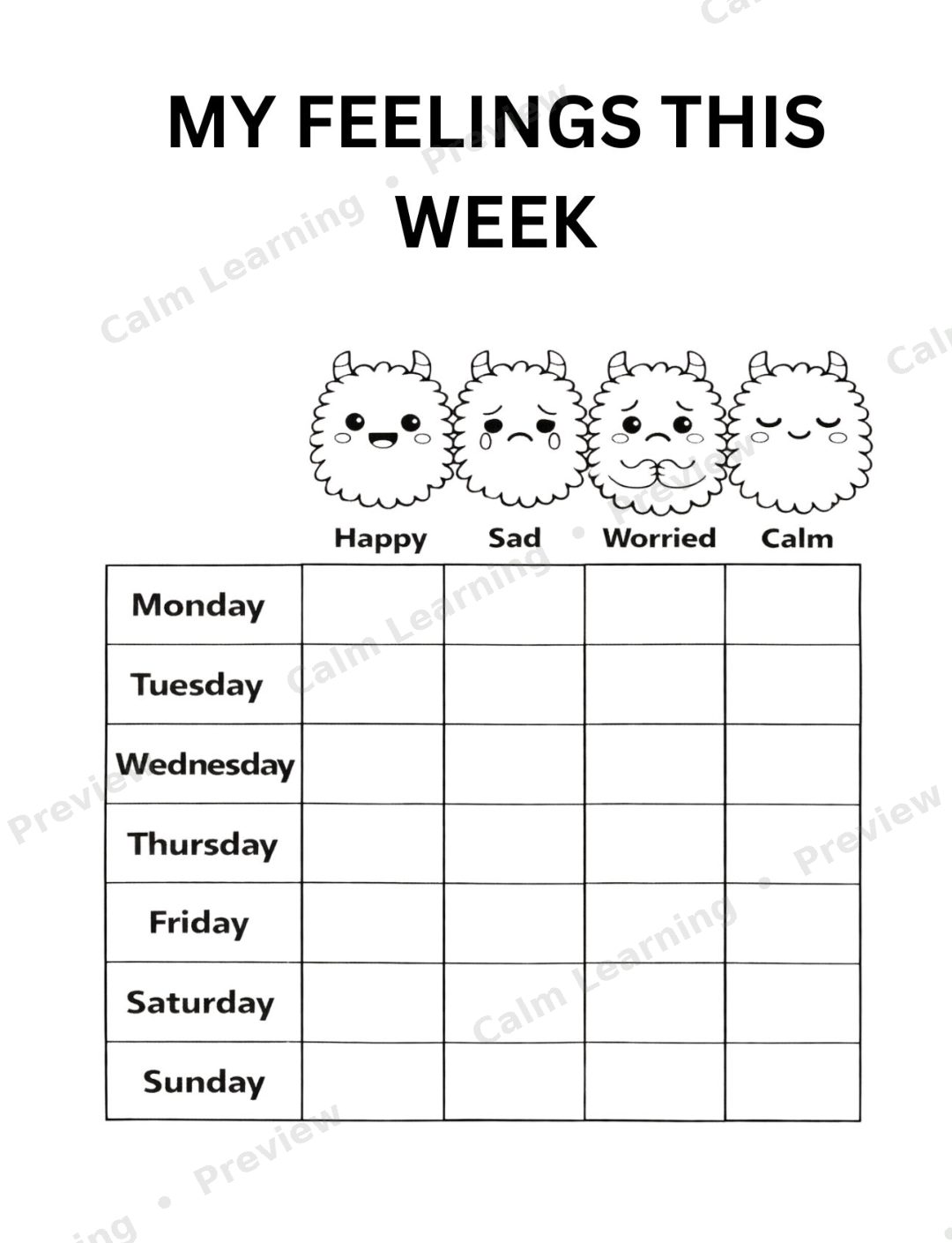 SEL Check-In Worksheets: Monster Emotions System preview page 2