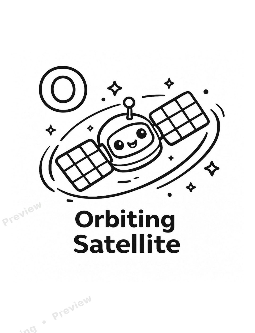 Space Alphabet A to Z Coloring Book preview page 2
