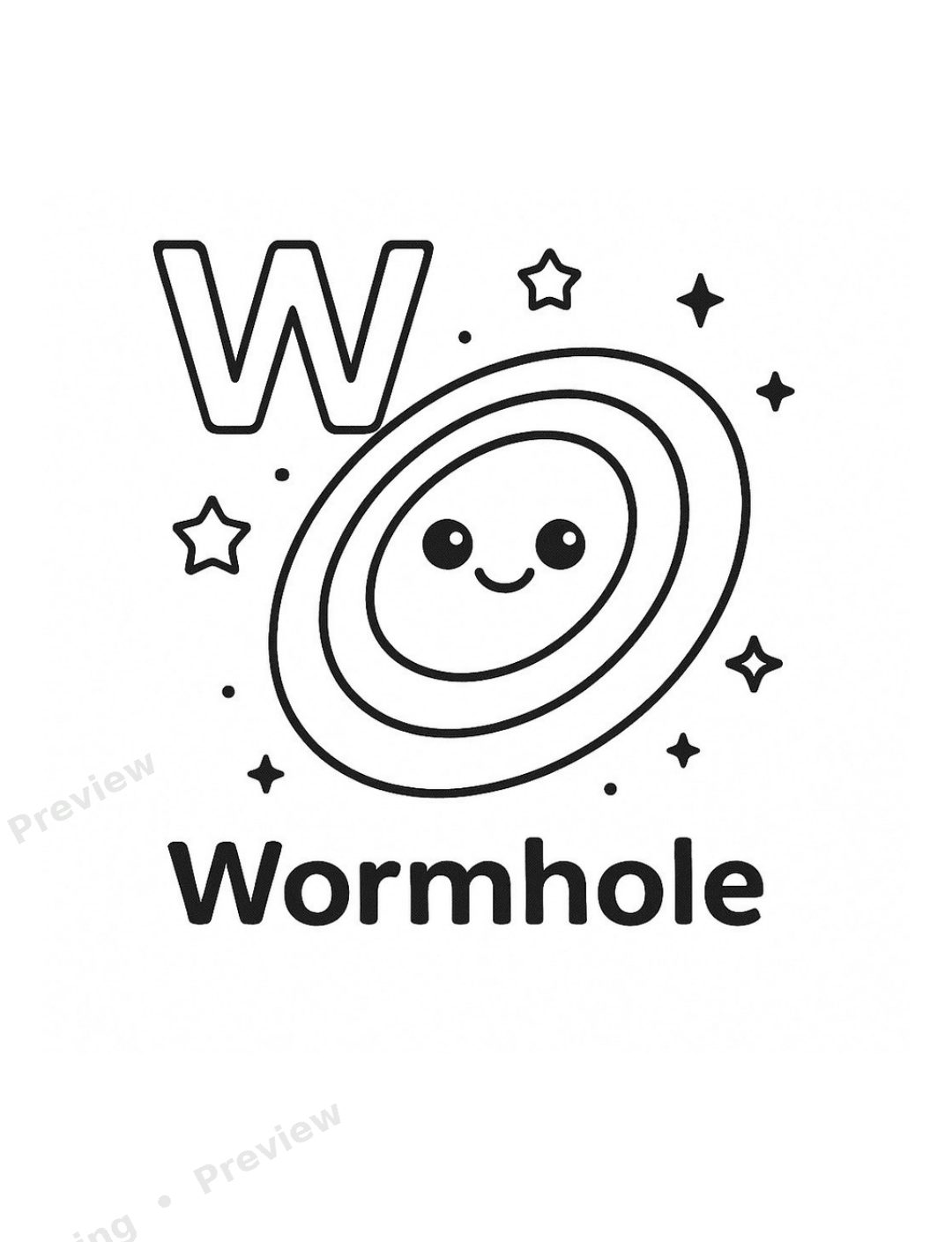 Space Alphabet A to Z Coloring Book preview page 3